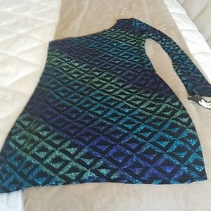 Jump Apparel one sleeve Sparkle Dress